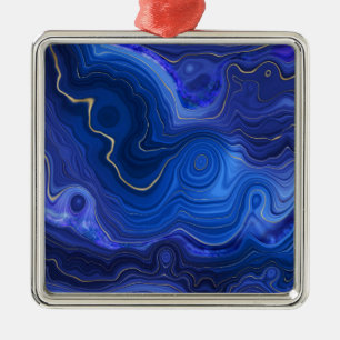 Carré Argenté Ornement Lapis Lazuli
