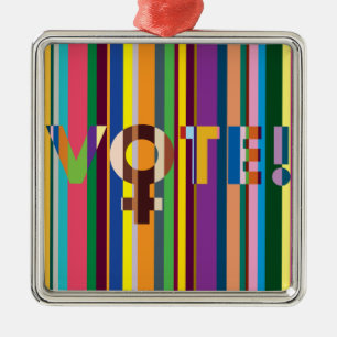 Carré Argenté Ornement - "Les femmes décideront (VOTE !)"