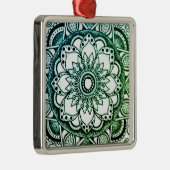 Carré Argenté Ornement Mandala vert et bleu Sharpie (Droite)