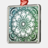 Carré Argenté Ornement Mandala vert et bleu Sharpie (Gauche)