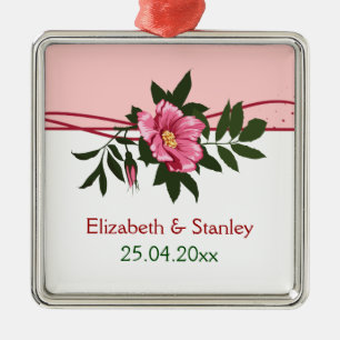 Carré Argenté Rose rose sauvage mariage gardien ornement