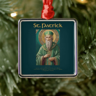 Carré Argenté St Patrick Ornement catholique de Noël