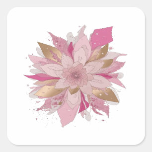 Carré Art de sticker Fleur Rose argent Premium
