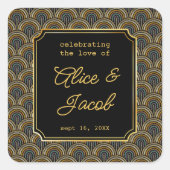Carré Art Deco Embroidered-Style Wedding Square Sticker (Devant)