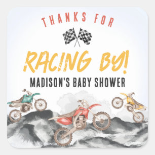 Carré Autocar Baby shower vélo droit Favoriser Sticker