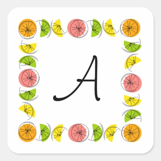 Carré autocollant Citrus Multi Carré Monogram (Devant)