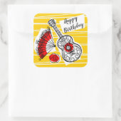 Carré autocollant espagnol Souvenirs Happy Birthda (Sac)