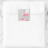 carré autocollant Flamant rose Love (Sac)