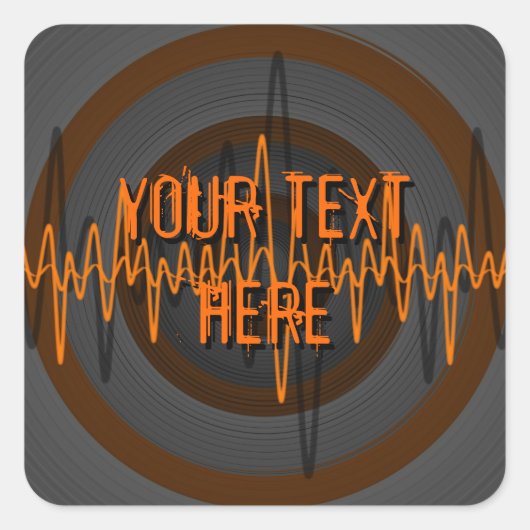 Carré autocollant Sound Orange Dark 'Your Text' (Devant)