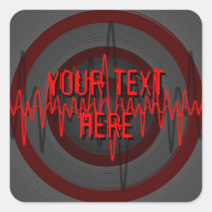 Carré autocollant Sound Red Dark 'Your Text'