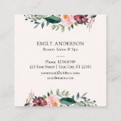 Carré Automne Rose Floral Wreath Carte de visite (Dos)