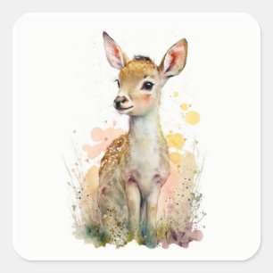 Carré Baby Deer Faune Sticker d'art animal Woodland