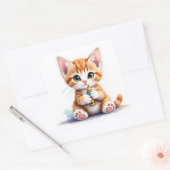 Carré Back To School Kitten-The Cutest EVER! Sticker (Enveloppe)