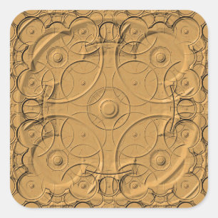 Carré Bagues incorporées sur Sticker en métal or