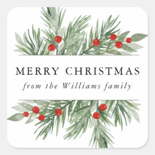 Carré Balise Sticker de Noël Festif À feuillage persista