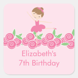Carré Ballerina rose Tutu Danse Anniversaire Sticker