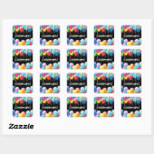 Carré Ballons colorés Sticker de fête d'anniversaire (Feuille)