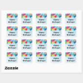 Carré Ballons colorés Sticker de fête d'anniversaire (Feuille)