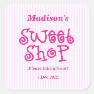Carré Bande de bonbons rose Sweet Shop Sticker
