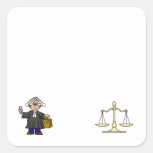 Carré Barrister and Scales of Justice Nom Balise Sticker