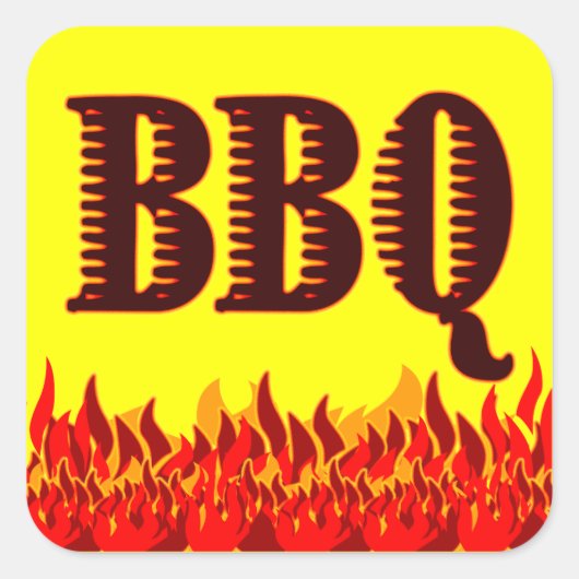 Carré BBQ Red Flames personnalisable Jar ou Sticker à ca (Devant)