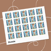 Carré Bear Mating Ice Cream Kid Bleu Sticker