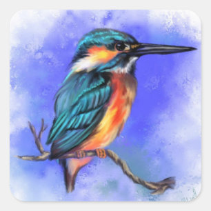 Carré Beau Kingfisher Bird Sticker Cadeau