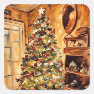 Carré Beau Sticker Arbre de Noël