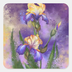 Carré Beau Sticker Iris Fleurs Irises