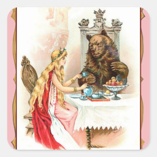 Carré Beauté En Rose Et Bête Sticker Rectangulaire