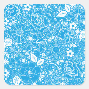 Carré Beaux botaniques Sticker bleu clair Sq