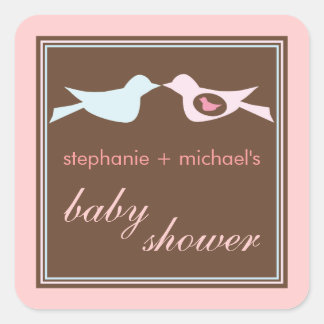 Carré Bébé Birdie Couple Girl Sticker Baby shower