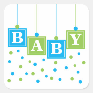 Carré BÉBÉ Blocks Blue Green Boy Sticker