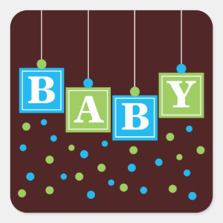 Carré BÉBÉ Blocks Blue Green Boy Sticker