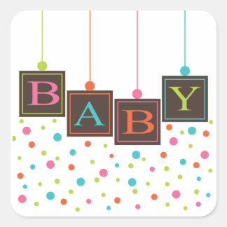 Carré BÉBÉ Blocs de couleur vive Sticker Baby shower
