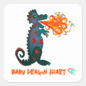 Carré Bébé Dragon Coeur Sticker (Devant)