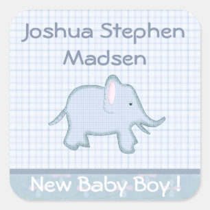 Carré Bébé Faire-part de naissance éléphant Sticker