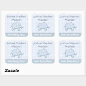 Carré Bébé Faire-part de naissance éléphant Sticker (Feuille)