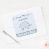 Carré Bébé Faire-part de naissance éléphant Sticker (Enveloppe)