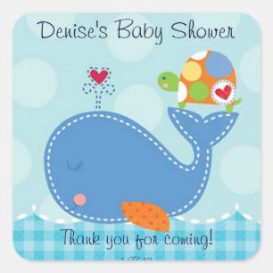 Carré Bébé Sticker pour baleine et tortue