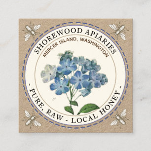Carré Bees Bleu Fleur été Miel Kraft Carte de visite