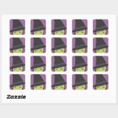 Carré Belle sorcière verte éffrayante Sticker Halloween (Feuille)
