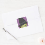 Carré Belle sorcière verte éffrayante Sticker Halloween (Enveloppe)