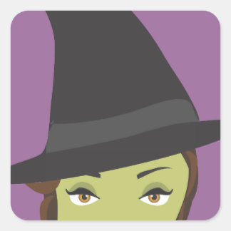 Carré Belle sorcière verte éffrayante Sticker Halloween
