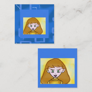 Carré Bingo bleu Anime mignon Carte de visite géométriqu