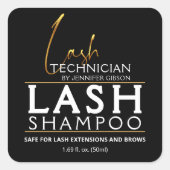 Carré Black & Gold Lash Tech Shampoo Sticker | Luxury (Devant)
