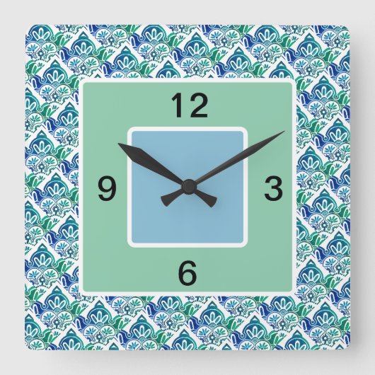 Carré blanc bleu vert, horloge murale (Recto)