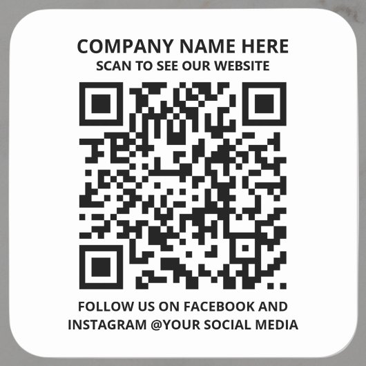 Carré Blancs promotionnels QR Code Moderne Sticker d'ent