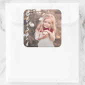 Carré Blessé Script Photo Sticker de Noël (Sac)