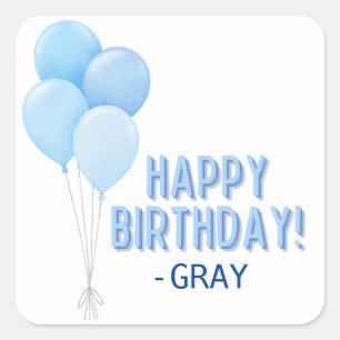 Carré Bleu Ballons d'anniversaire Sticker